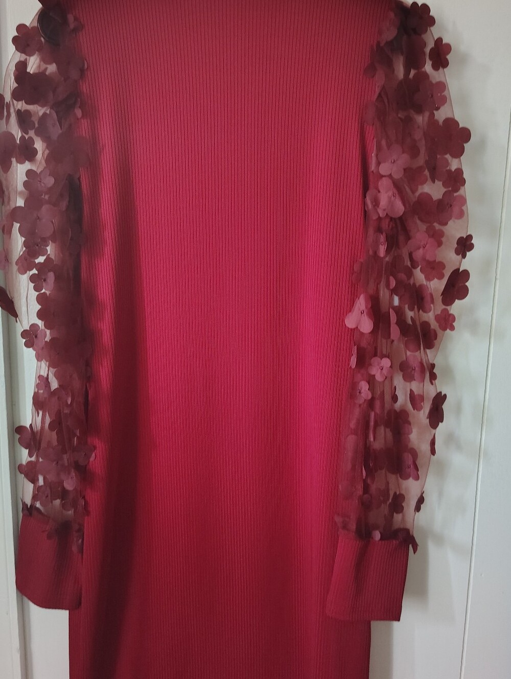 Women’s Pink Floral-Appliqué Sleeve Dress